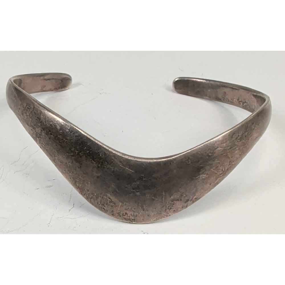 Taxco 925 Sterling Silver Wishbone Chevron V Shape Cuff Bracelet Bangle 21g